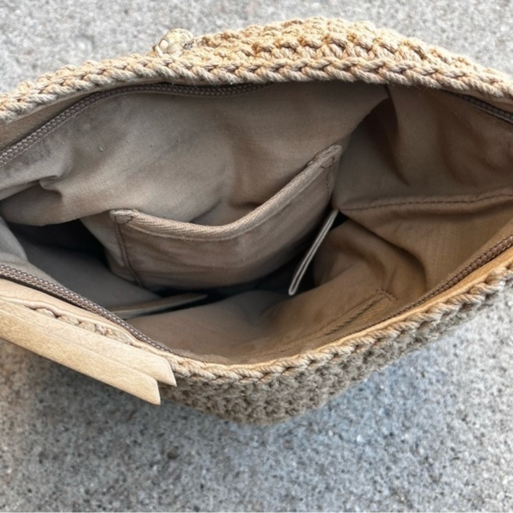 Lucky Brand Hobo‎ Bag Natural Cotton Slouchy Hippie Purse Tassel Indie Satchel - Picture 8 of 12